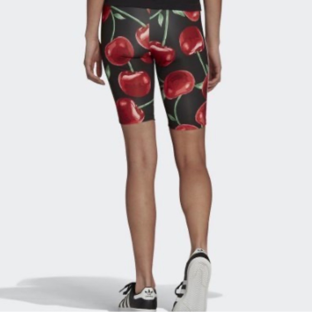 adidas Women’s Cherry Print Bike Shorts - Black/Red - Picture 6 of 6